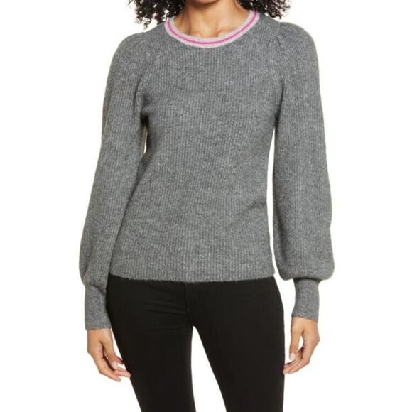 Halogen Women's Blouson Sleeve Sweater in Grey Dark Heather Medium MSRP $69 - Picture 1 of 7